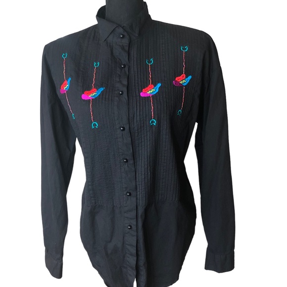 VTG Side Saddle Embroidered Western Button-down Shirt Copyright 1992 Sz M - Picture 1 of 13